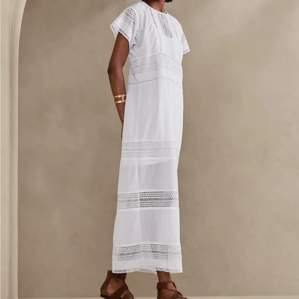 Banana Republic Factory White Lace-Trim Maxi Dress